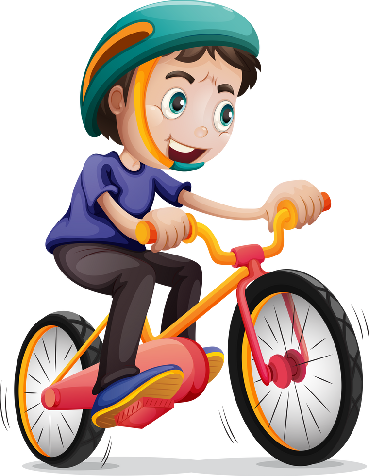 A Young Boy Riding a Bicycle